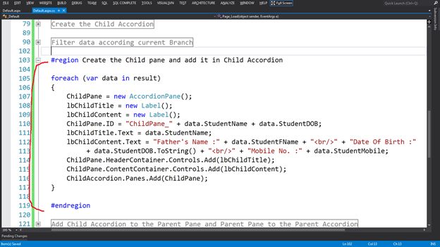 Create the Child pane